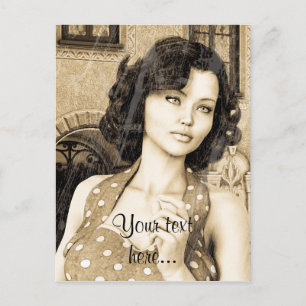 Vintage Frau Postkarte