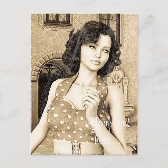 Vintage Frau Postkarte (Vorderseite)