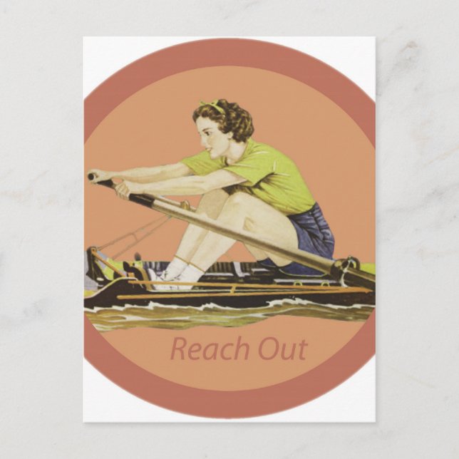 Vintage Frau Rower Postkarte (Vorderseite)