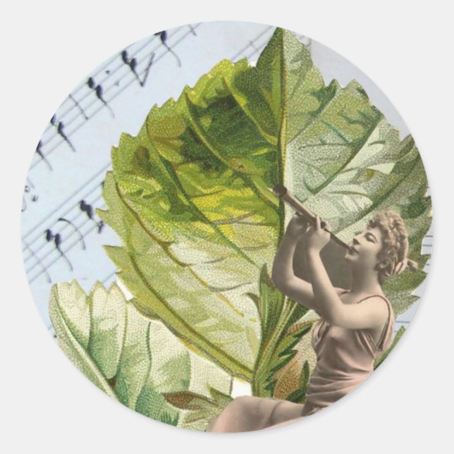 Vintage Frau spielt Oboe-Aufkleber Runder Aufkleber (Vorderseite)