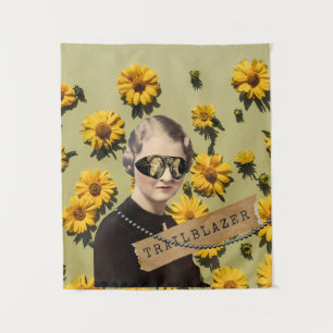 Vintage Frau Trailblazer Gänseblümchen Kitsch Wandteppich
