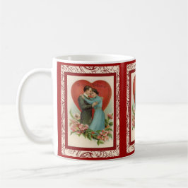 Vintage-Frau und Mann in Valentine-Herz Kaffeetasse
