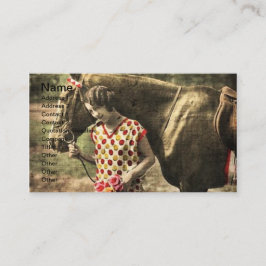 Vintage Frau und Pferd Visitenkarte