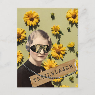 Vintage Frau Wegbereiterin Gänseblümchen Kitsch Postkarte