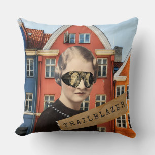 Vintage Frau Wegbereiterin Kitsch Veränderte Kunst Kissen