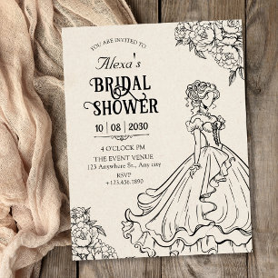Vintage Frauen bei einer Brautparty im Kleid Einladung