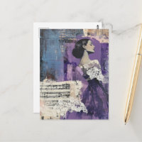Vintage Frauen Collage Notenblatt Spitze Lila