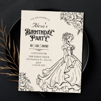 Vintage-Frauen im Kleid zum Geburtstag Einladung