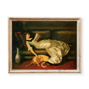 Vintage Frauen mit Hundedruck Buchmauer Kunst Poster