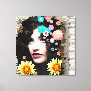 Vintage Frauen-Papiercollage-Kunst Leinwanddruck