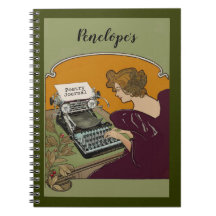 Vintage Frauen tippen das Poetry Journal mit Namen