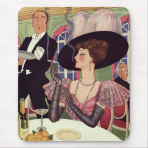 Vintage Frauen trinken Champagner rauchen Zigarett Mousepad