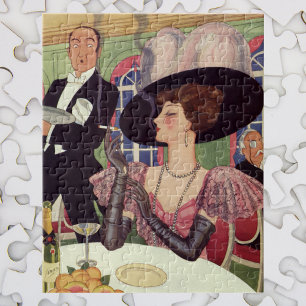 Vintage Frauen trinken Champagner rauchen Zigarett Puzzle
