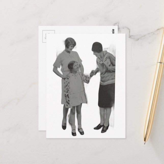 Vintage Frauen und ein Mädchen Postkarte (Vorderseite/Rückseite Beispiel)