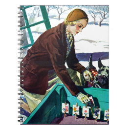 Vintage Frauen und Scottie Dog Planting Notizblock