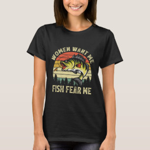 Vintage Frauen wollen mich Fisch B fürchten mich L T-Shirt