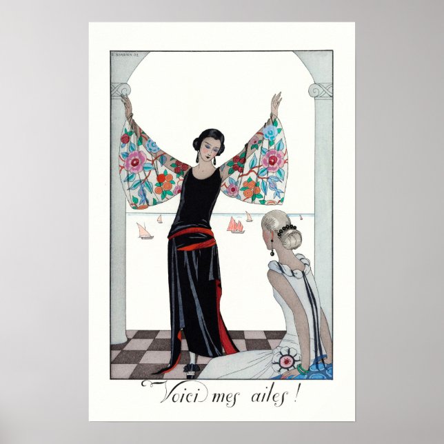 Vintage Frauenportrait Französisch Mode Poster (Vorne)