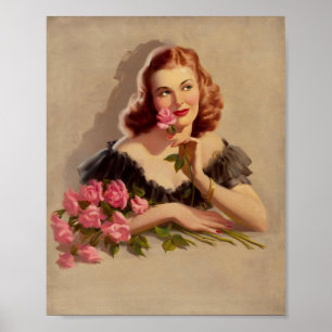 Vintage-Frauenporträt-Kunstposter Poster