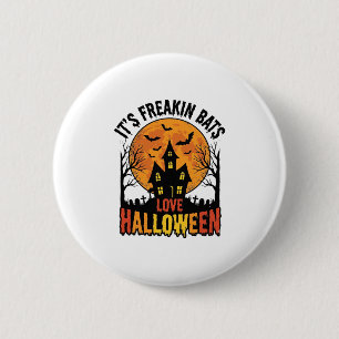 Vintage Freakin Fledermäuse lieben Halloween-Shirt Button