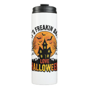 Vintage Freakin Fledermäuse lieben Halloween-Shirt Thermosbecher