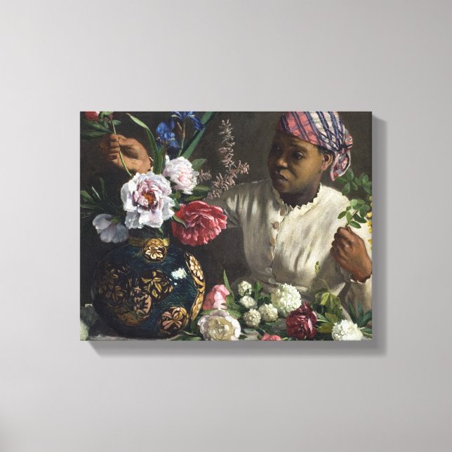 Vintage Frederic Bazille Black Woman mit Peonies Leinwanddruck (Vorderseite)