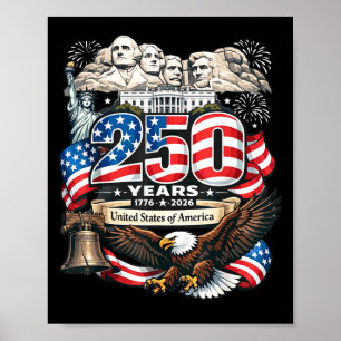 Vintage Freiheit 4. Juli Amerikaner 250 Veteran Poster