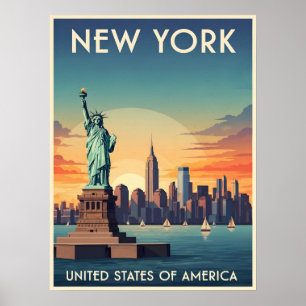 Vintage Freiheitsstatue in New York Poster