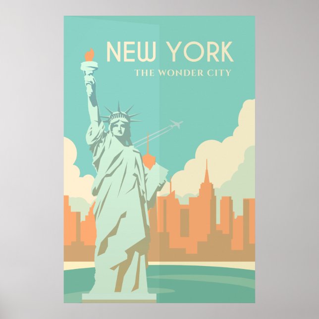 Vintage Freiheitsstatue New York City Travel Poster (Vorne)
