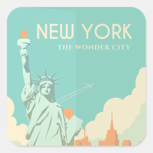 Vintage Freiheitsstatue New York City Travel Quadratischer Aufkleber