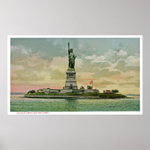 Vintage Freiheitsstatue, New Yorker Hafen Poster
