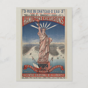Vintage Freiheitsstatue Paris - New York City Postkarte