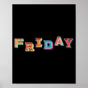 Vintage Freitag Tag der Woche Einfache Gruppen-Hal Poster