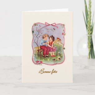 Vintage French Birthday Card Karte