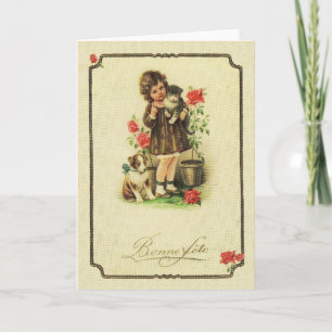 Vintage French Birthday Card Karte
