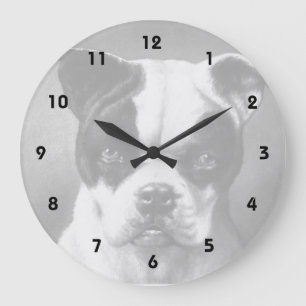 Vintage French Bulldog art Große Wanduhr