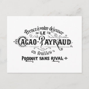 Vintage French Cacao - Payraud Anzeige Postkarte