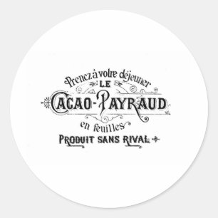 Vintage French Cacao - Payraud Anzeige Runder Aufkleber