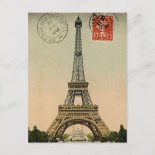 Vintage French Chic Eiffel Tower Paris Postcard Postkarte