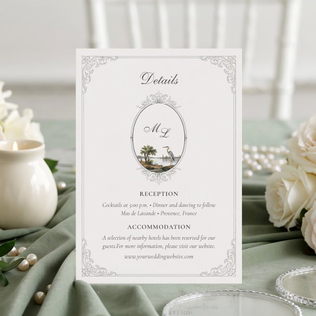 Vintage French Country Monogram Wedding Details  Begleitkarte (Von Creator hochgeladen)