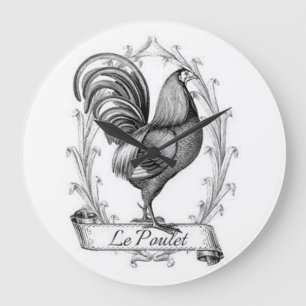 Vintage French Country Rooster Große Wanduhr