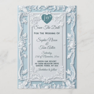 Vintage French Country Shabby Blue Save The Date  Einladung