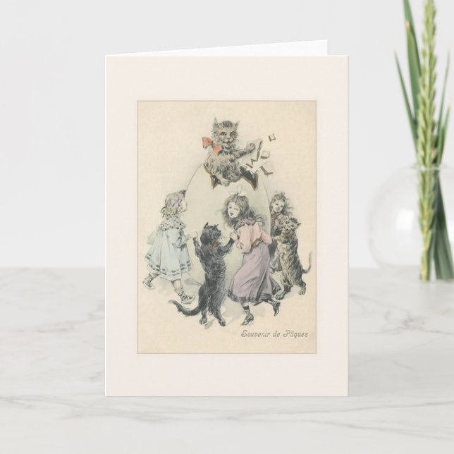 Vintage French Easter Greeting Card Feiertagskarte (Vorderseite)