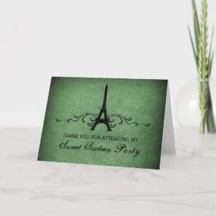 Vintage French Flourish Sweet 16 Dankeschön-Karte Dankeskarte