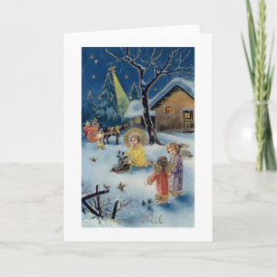 Vintage French Fröhliche Noel Christmas Card Feiertagskarte