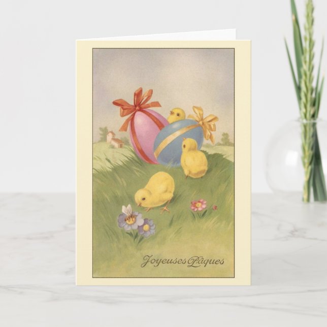 Vintage French Fröhliche Ostern Easter Card Feiertagskarte (Vorderseite)