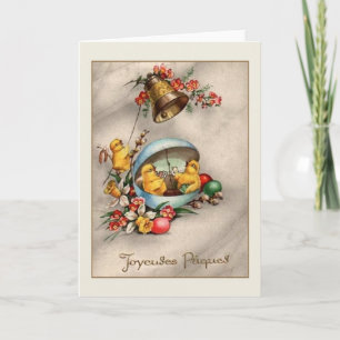 Vintage French Fröhliche Ostern Easter Card Feiertagskarte