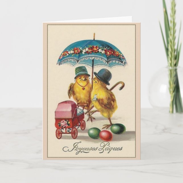 Vintage French Fröhliche Ostern Easter Card Feiertagskarte (Vorderseite)