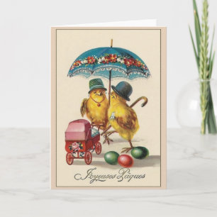 Vintage French Fröhliche Ostern Easter Card Feiertagskarte