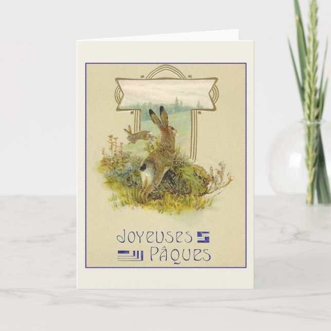 Vintage French Fröhliche Ostern Easter Card Feiertagskarte (Vorderseite)