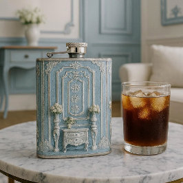 Vintage French Heritage Luxury Romantic Blue White Flachmann